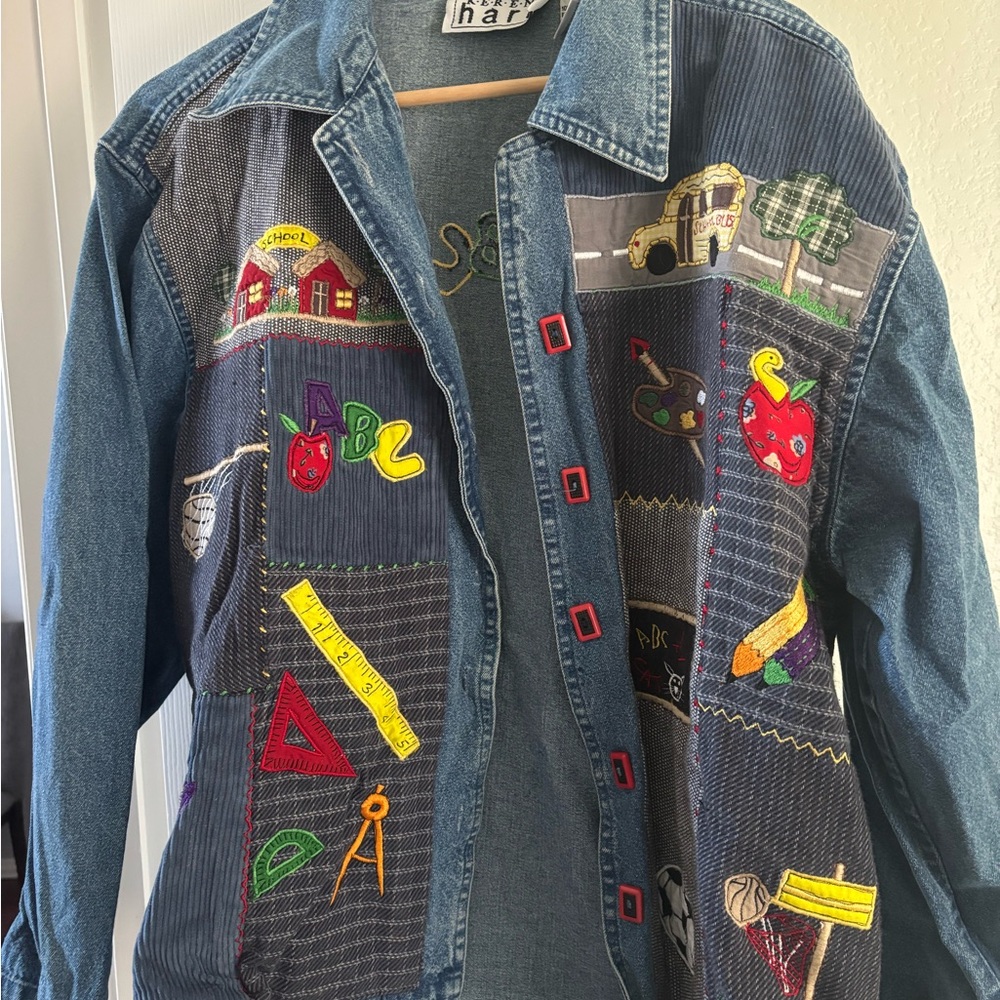 Keren Hart Denim Jacket with Teacher Patches